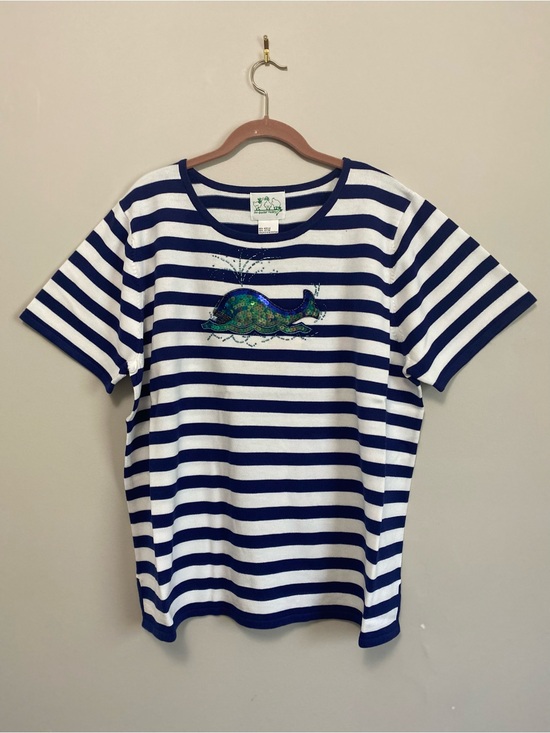 Quacker Factory Tops - Quacker Factory Top 1X Vintage Sequin Coastal Teacher Festival Whimsy Quirky NWT